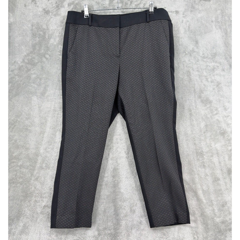 LOFT Pants Womens Size 12P Marisa Black Gold Diamond Jacquard Metallic Trouser